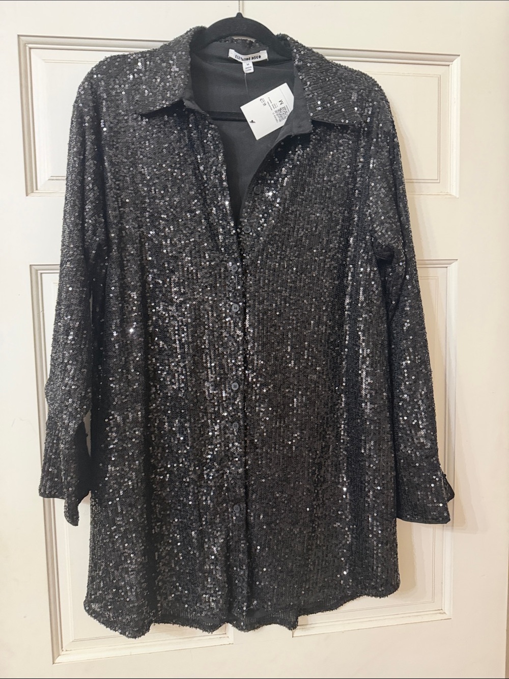 Forever 21 Black Sequin Mini Dress Shirt
